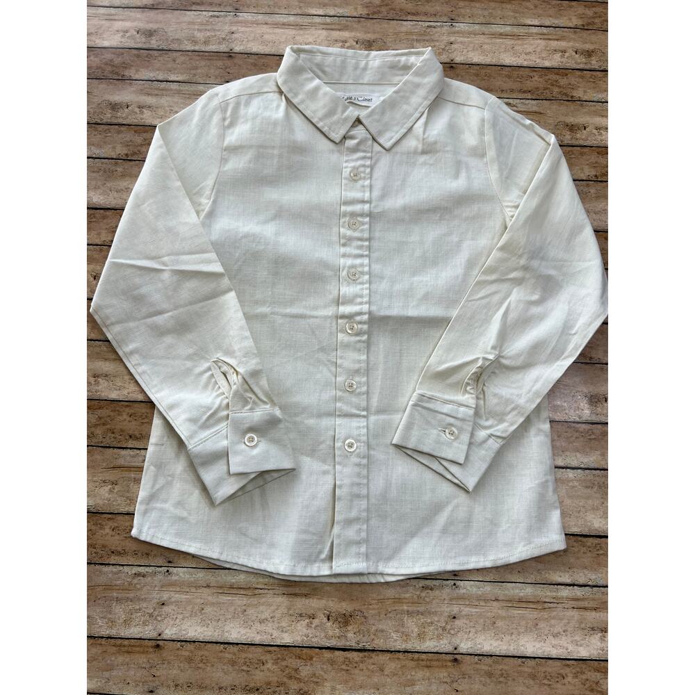 My Three Sons by Evie's Closet Cream Button Up Shirt 8y
